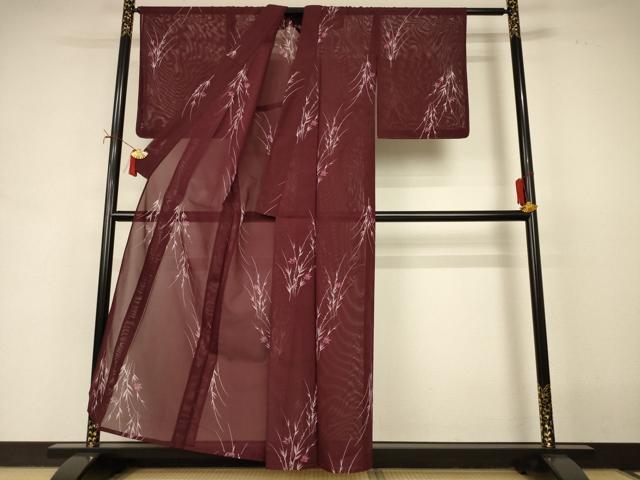 平和屋着物＊夏物　小紋　絽　草花文　洗える着物　AABI9853jd