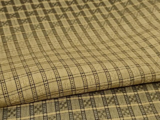 平和屋着物＊夏物　紬  　縦絽　花織　格子　正絹　逸品　未使用　AABI9854jd