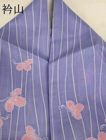 平和屋着物＊夏物　小紋　絽　舞蝶文　洗える着物　AABI9855jd