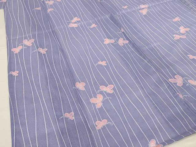 平和屋着物＊夏物　小紋　絽　舞蝶文　洗える着物　AABI9855jd