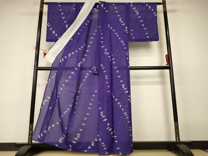 平和屋着物＊夏物　小紋　絽　飛鶴文　洗える着物　AABI9857jd