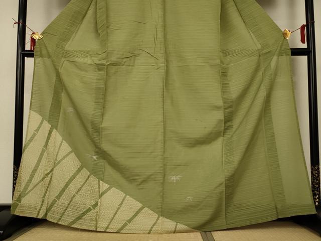 平和屋着物＊夏物　訪問着　変わり絽　笹竹文　銀彩　正絹　逸品　AABI9860jd