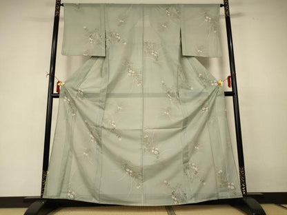 平和屋着物＊夏物　小紋　絽　草花文　洗える着物　AABI9862jd