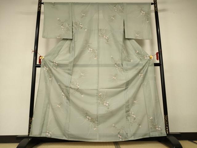 平和屋着物＊夏物　小紋　絽　草花文　洗える着物　AABI9862jd