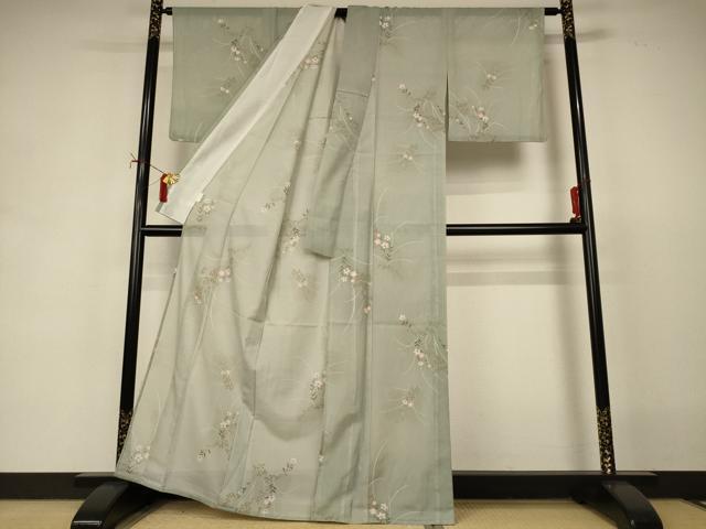平和屋着物＊夏物　小紋　絽　草花文　洗える着物　AABI9862jd