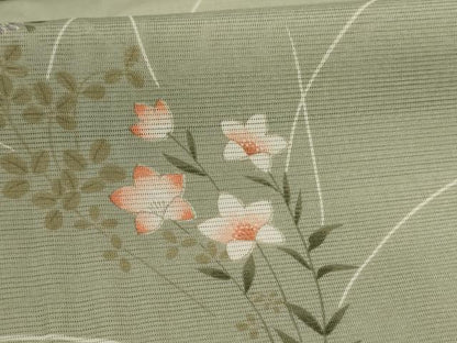 平和屋着物＊夏物　小紋　絽　草花文　洗える着物　AABI9862jd