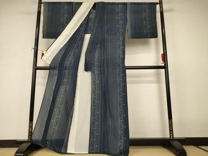 平和屋着物＊夏物　本場琉球絣　夏琉球　正絹　逸品　AABI9865jd