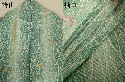 平和屋着物＊夏物 小紋 絽 草花間道 洗える着物 AABI9870jd