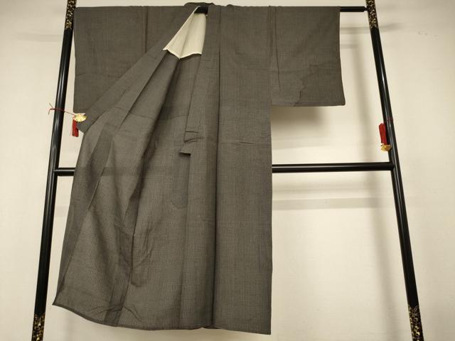 平和屋着物＊夏物 男性 小紋 紗 格子 AABI9873jd