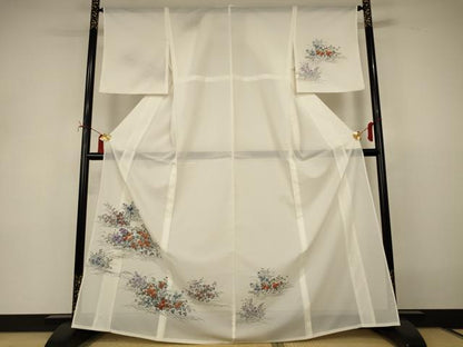平和屋着物＊夏物 訪問着 絽 草花文 洗える着物 AABI9875jd