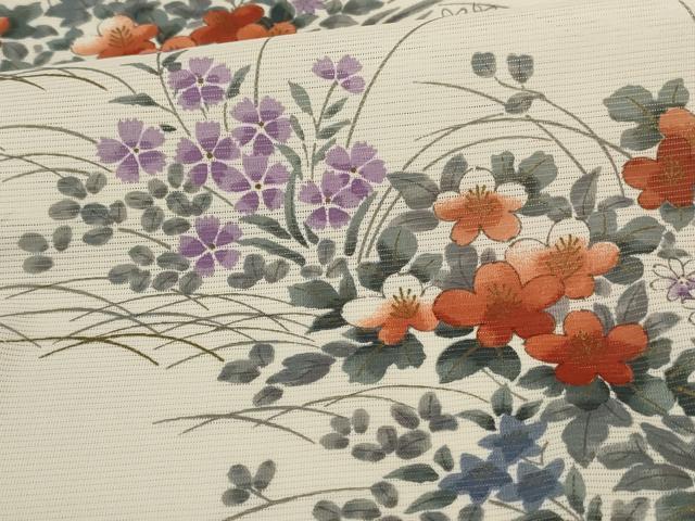 平和屋着物＊夏物 訪問着 絽 草花文 洗える着物 AABI9875jd