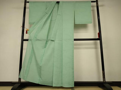 平和屋着物＊夏物 色無地 絽 流水紋紗 薄萌葱色 正絹 逸品 未使用 AABI9877jd