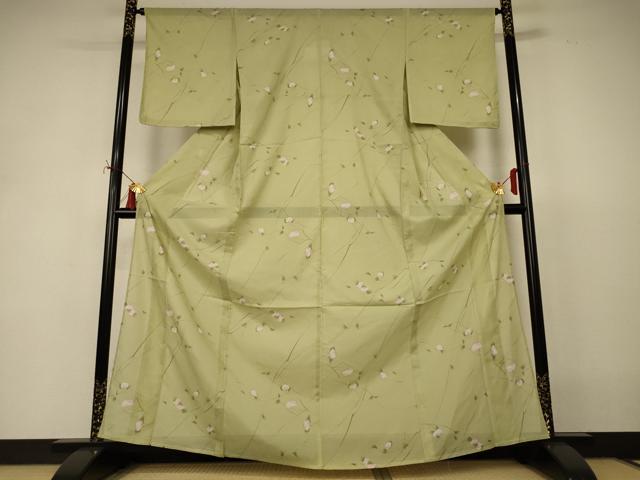 平和屋着物＊夏物 小紋 絽 草花文 洗える着物 AABI9880jd