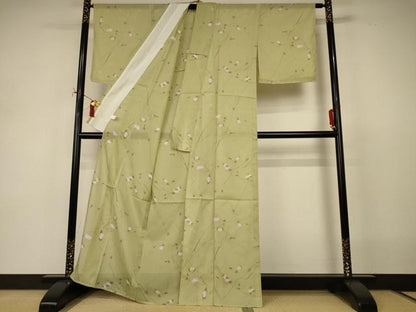 平和屋着物＊夏物 小紋 絽 草花文 洗える着物 AABI9880jd