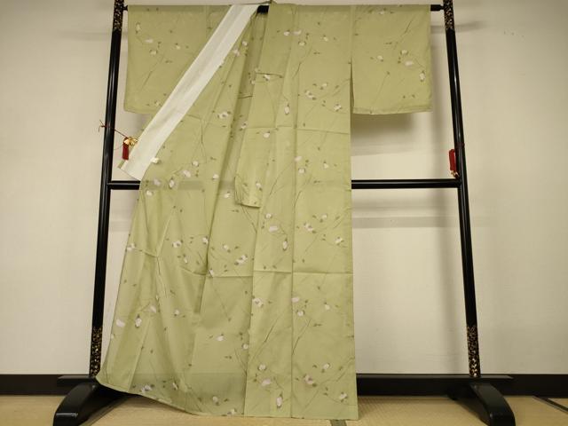 平和屋着物＊夏物 小紋 絽 草花文 洗える着物 AABI9880jd