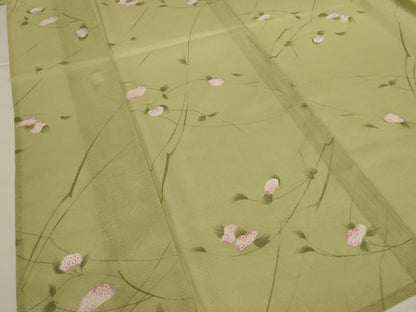 平和屋着物＊夏物 小紋 絽 草花文 洗える着物 AABI9880jd