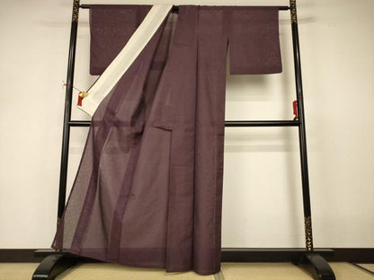 平和屋着物＊夏物 色無地 絽 霞紋紗 黒鳶色 正絹 逸品 AABI9881jd