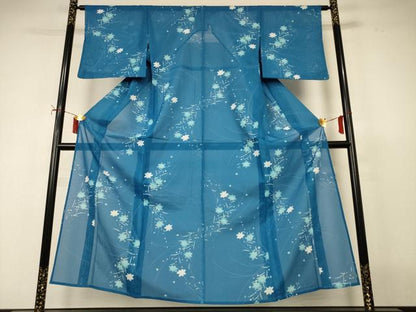 平和屋着物＊夏物 小紋 絽 草花文 洗える着物 AABI9886jd