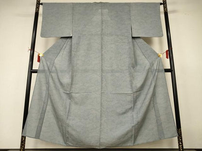 平和屋着物＊夏物 小紋 絽 流水草花文 洗える着物 AABI9888jd