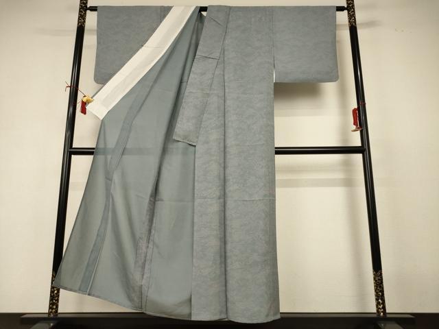 平和屋着物＊夏物 小紋 絽 流水草花文 洗える着物 AABI9888jd