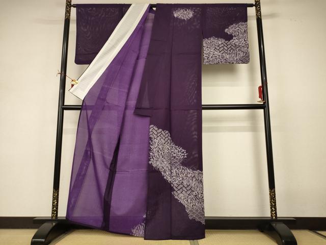 平和屋着物＊夏物　訪問着　絽　草花文　洗える着物　AABI9892jd