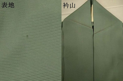 平和屋着物＊夏物　色無地　絽　青白橡色　正絹　逸品　AABI9893jd