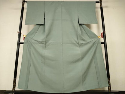 平和屋着物＊夏物　色無地　絽　青白橡色　正絹　逸品　AABI9893jd