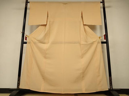 平和屋着物＊夏物　色無地　絽　杏色　やまと誂製　正絹　逸品　AABI9897jd