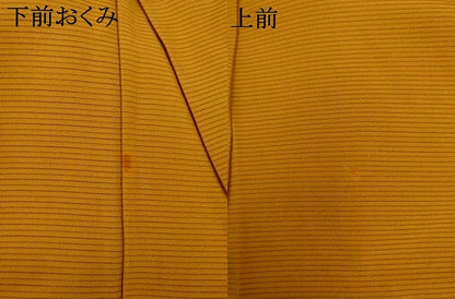 平和屋着物＊夏物　男性　色紋付　絽　黄橡色　正絹　逸品　AABI9899jd