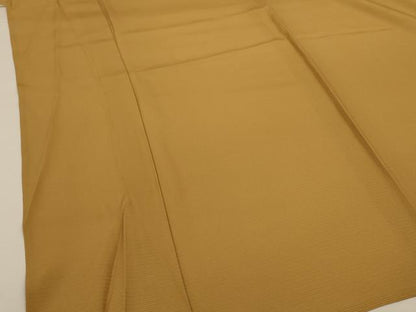 平和屋着物＊夏物　男性　色紋付　絽　黄橡色　正絹　逸品　AABI9899jd