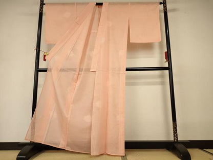 平和屋着物＊夏物　色無地　変わり絽　草花紋紗　赤香色　正絹　逸品　AABI9900jd