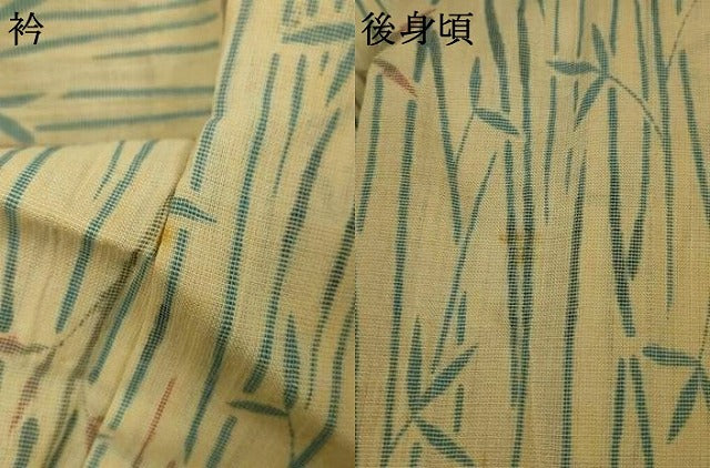 平和屋着物＊夏物　小紋　紗　笹竹文　AABI9901jd