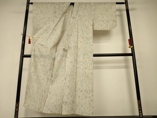 平和屋着物＊夏物　小紋　紗　笹竹文　AABI9901jd