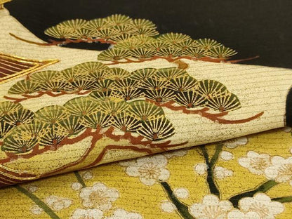 平和屋着物＊夏物　黒留袖　絽　駒刺繍　松竹梅　正絹　逸品　AABI9904jd
