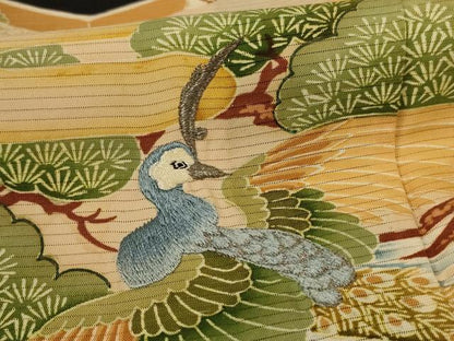 平和屋着物＊夏物　黒留袖　絽　刺繍　孔雀文　正絹　逸品　AABI9910jd