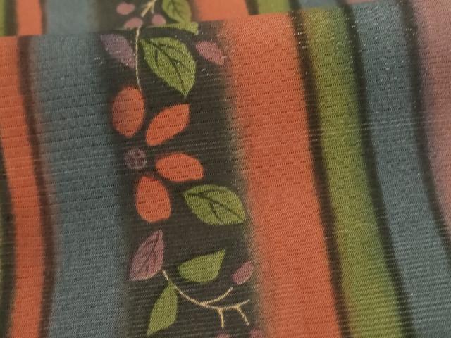 平和屋着物＊夏物　小紋　絽　草花間道　正絹　逸品　AABI9914jd
