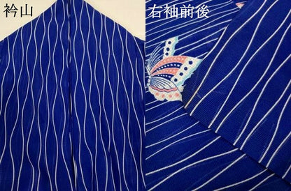 平和屋着物＊夏物　小紋　絽　立涌舞蝶文　洗える着物　AABI9915jd