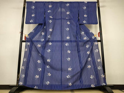 平和屋着物＊夏物　小紋　絽　立涌舞蝶文　洗える着物　AABI9915jd