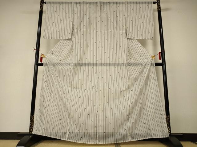 平和屋着物＊夏物　小紋　絽　間道　洗える着物　AABI9917jd