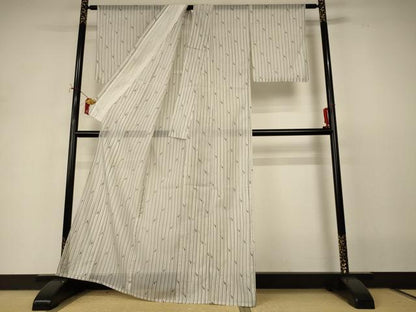 平和屋着物＊夏物　小紋　絽　間道　洗える着物　AABI9917jd