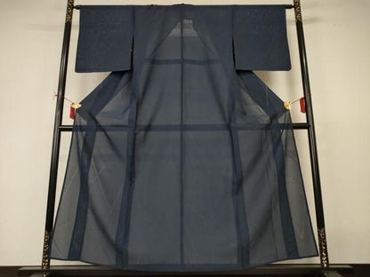 平和屋着物＊夏物　色無地　絽　幾何学紋紗　褐返色　正絹　逸品　AABI9920jd