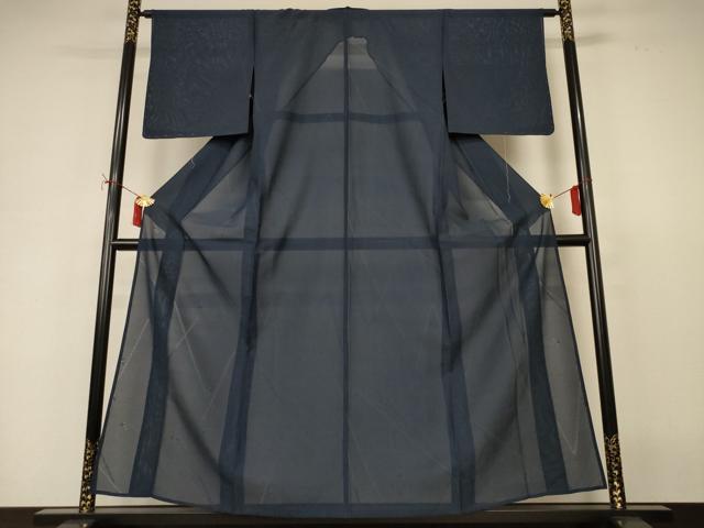 平和屋着物＊夏物　色無地　絽　幾何学紋紗　褐返色　正絹　逸品　AABI9920jd