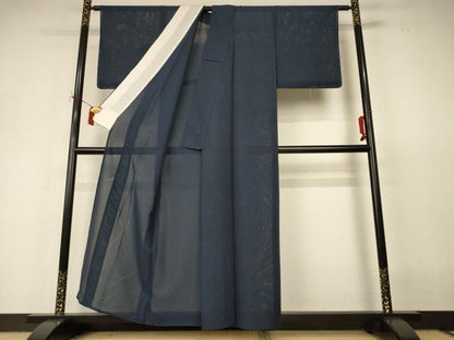 平和屋着物＊夏物　色無地　絽　幾何学紋紗　褐返色　正絹　逸品　AABI9920jd