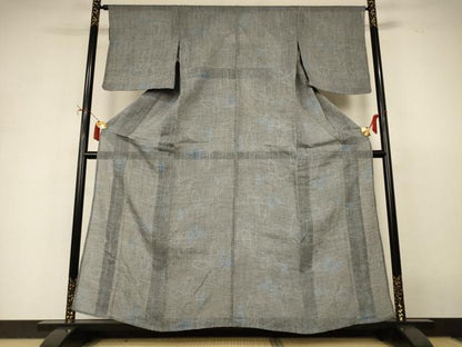 平和屋着物＊夏物　小千谷ちぢみ　舞蝶文　麻　逸品　AABI9924jd