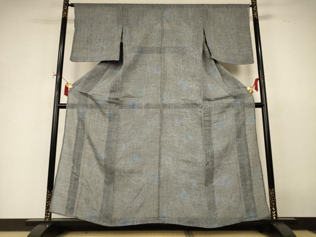 平和屋着物＊夏物　小千谷ちぢみ　舞蝶文　麻　逸品　AABI9924jd