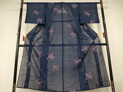 平和屋着物＊夏物　小紋　紗　芝花文　正絹　逸品　AABI9925jd