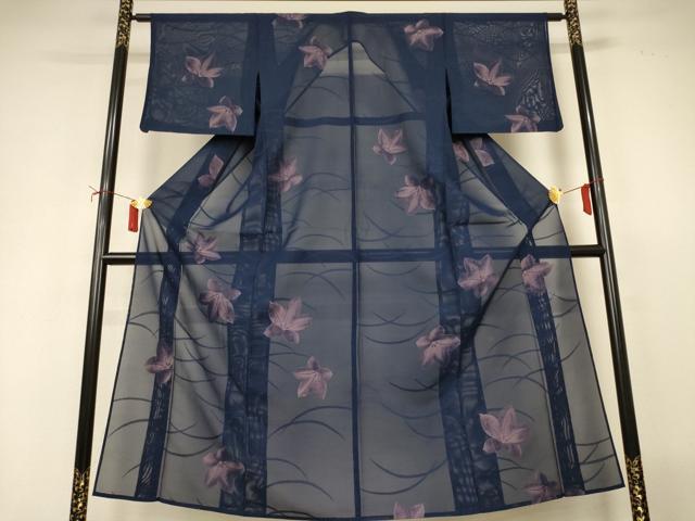 平和屋着物＊夏物　小紋　紗　芝花文　正絹　逸品　AABI9925jd