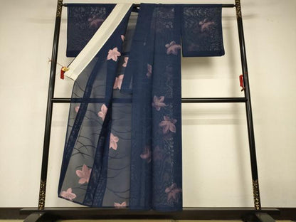 平和屋着物＊夏物　小紋　紗　芝花文　正絹　逸品　AABI9925jd