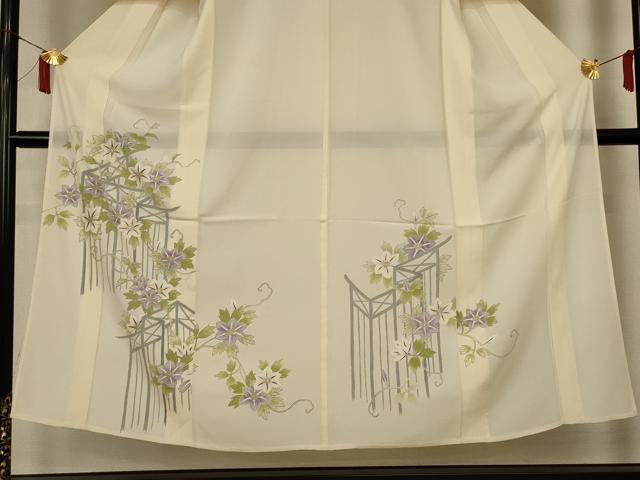 平和屋着物＊夏物　訪問着　絽　草花文　銀彩　正絹　逸品　AABI9926jd