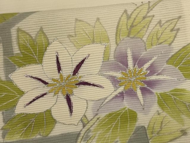 平和屋着物＊夏物　訪問着　絽　草花文　銀彩　正絹　逸品　AABI9926jd